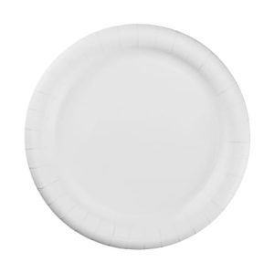 AJM Premium Coated Round Paper Plates, 9" Diameter, White, Pack Of 125