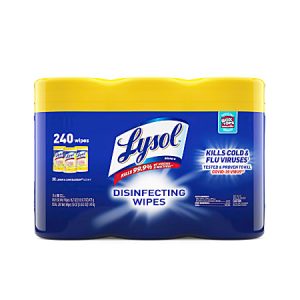 Lysol® Disinfecting Wipes, Lemon & Lime Blossom® Scent, 7" x 8", 80 Wipes Per Canister, Case Of 3 Canisters