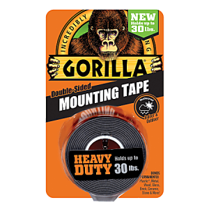 Gorilla Glue® Heavy-Duty Double-Sided Mounting Tape, 1" x 1.67 yd., Black
