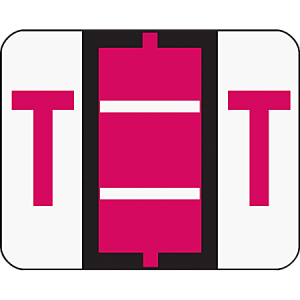 Smead BCCR Bar-Style Permanent Alphabetical Labels, T, Red, Roll Of 500