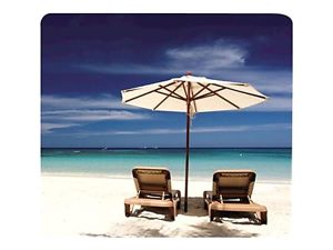 Fellowes Recycled Mouse Pad - Beach Chairs - 8" x 9" x 0.06" Dimension - Multicolor - Rubber - Skid Proof - 1 Pack