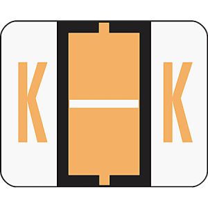 Smead® BCCR Bar-Style Permanent Alphabetical Labels, K, Light Orange, Roll Of 500