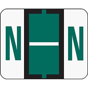 Smead® BCCR Bar-Style Permanent Alphabetical Labels, N, Dark Green, Roll Of 500