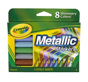 Crayola Metallic Markers, Bullet Point, Assorted Colors, Pack Of 8