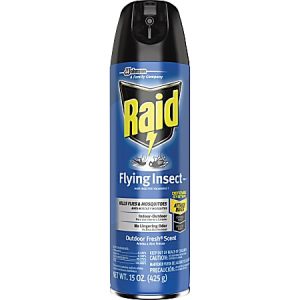 Raid Flying Insect Killer 15 oz - Spray - Kills Flies, Mosquitoes, Gnats, Hornet, Moths, Fruit Fly, Wasp, Yellow Jacket, Bugs - 15 fl oz - Off White