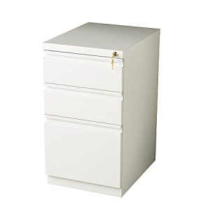 WorkPro® 20®D Vertical 3-Drawer Mobile Pedestal File Cabinet, White