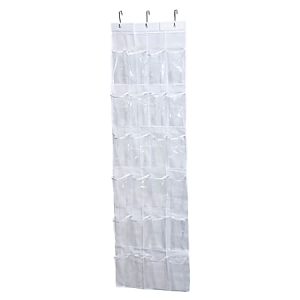 Honey Can Do 24-Pocket Over-the-Door Shoe Organizer, 64-1/8"H x 18-1/2"W x 1/2"D, White