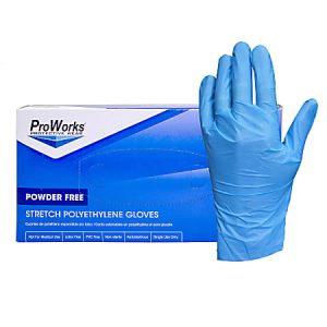 Hospeco ProWorks® Stretch Polyethylene Gloves, Large, Blue, 200 Gloves Per Pack, 10 Packs Per Case