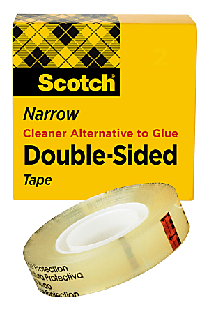 Scotch 665 Permanent Double-Sided Tape, 1/2" x 900", Clear