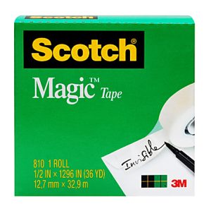 Scotch® Magic® 810 Tape, 1/2" x 1,296", Clear