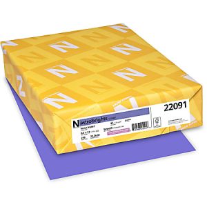 Wausau Astrobrights® Multi-Use Card Stock, Venus Violet, Letter (8.5" x 11"), 65 Lb, Pack Of 250