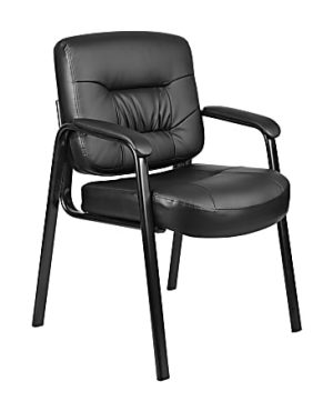Boss Office Products LeatherPlus® Bonded Leather Mid-Back Guest Chair, Black