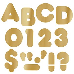 TREND Ready Letters, Metallic Casual Uppercase, 4" Gold, Pack Of 72