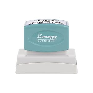 Custom ECO-GREEN Xstamper Pre-Inked Notary Stamp, N18, 64% Recycled, 7/8" x 2-3/4" Impression