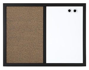 Realspace Magnetic Dry-Erase Whiteboard/Cork Bulletin Board, 18" x 24", Black Frame