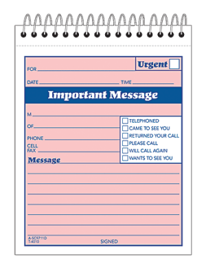 Adams "While You Were Out" Message Pad, 4 1/4" x 5 1/2", 50 Sheets, Pink