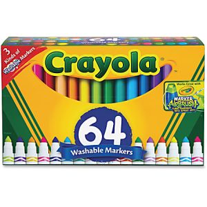 Crayola Washable Markers, Set Of 64, Conical Point, Assorted Colors