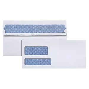 Office Depot® Brand #10 Lift & Press® Premium Security Envelopes, Double-Window, Self Seal, 100% Recycled, White, Box Of 500