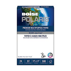 Boise POLARIS Premium Multi-Use Printer & Copier Paper, Ledger Size (11" x 17"), Ream Of 500 Sheets, 92 (U.S.) Brightness, 24 Lb, FSC Certified, White