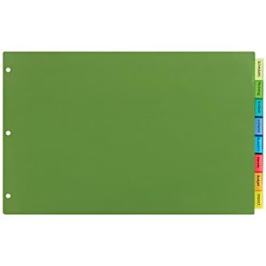 Avery® Dividers For 3 Ring Binders, 8-Tab Binder Dividers, 11" x 17" Plastic Binder Dividers, Insertable Big Tab™, Multicolor, 1 Set (11179)