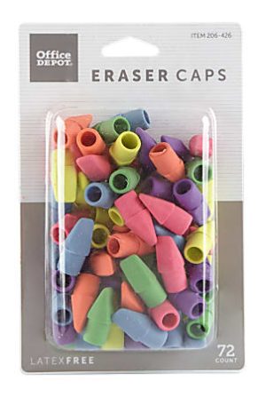 Office Depot Brand Eraser Caps, Assorted Colors, Pack Of 72