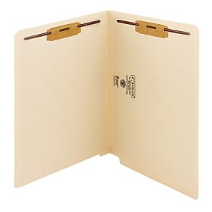 Smead End-Tab Folders With Fastener, 8 1/2" x 11", Letter, Manila, Box of 50