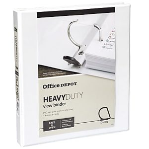 Office Depot® Brand Heavy-Duty View 3-Ring Binder, 1" D-Rings, 49% Recycled, White