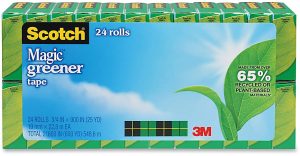 Scotch® Magic™ Greener Invisible Tape, 3/4" x 900", Clear, Pack of 24 rolls