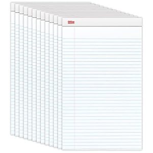 Office Depot Brand Writing Pads, 8 1/2" x 14", Legal/Wide Ruled, 50 Sheets, White, Pack Of 12 Pads