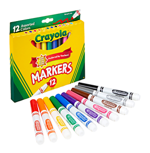 Crayola Broad Line Markers, Assorted Classic And Bright Colors, Box Of 12