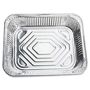 Genuine Joe Half-size Disposable Aluminum Pan - Cooking, Serving - Disposable - Silver - Aluminum Body - 100 / Carton