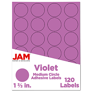 JAM Paper Circle Label Sticker Seals, 1 2/3", Purple, Pack Of 120