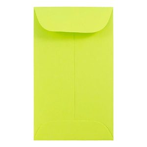 JAM Paper Coin Envelopes, #3, Gummed Seal, Lime Green, Pack Of 50 Envelopes