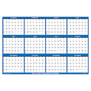2024 SwiftGlimpse Jumbo Wet/Dry-Erase Laminated Monthly Wall Calendar, 54" x 36", Navy