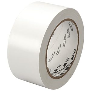 3M 764 Vinyl Tape, 3" Core, 2" x 36 Yd., White, Case Of 6