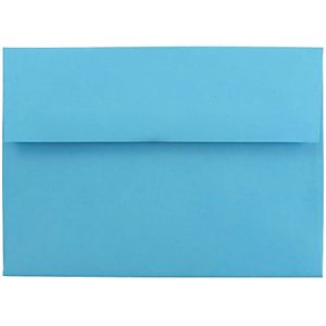 JAM Paper Booklet Invitation Envelopes, A7, Gummed Seal, 30% Recycled, Blue, Pack Of 25