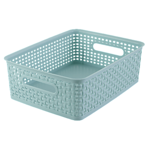 Realspace Plastic Weave Bin, Small Size, Blue