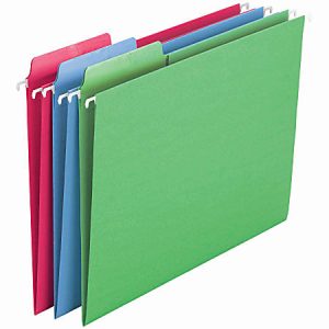 Smead Erasable FasTab Hanging Folders, Letter Size, Assorted Colors, Box Of 18