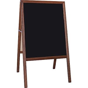Flipside Stained Black Chalkboard Easel, 42" x 24", Brown Wood Frame