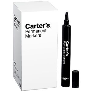 Avery Carter's Permanent Markers, Chisel Tip, Large Desk-Style Size, Black, Box Of 12