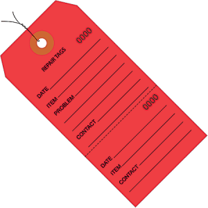 Partners Brand Prewired Repair Tags, 4 3/4" x 2 3/8", 100% Recycled, Red, Case Of 1,000