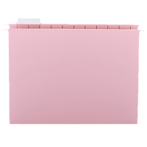 Smead® 1/5-Cut Color Hanging Folders, Letter Size, Pink, Box Of 25