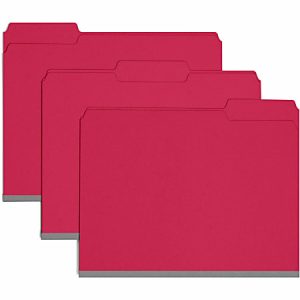 Smead 1/3-Cut Color Pressboard Tab Folders, Letter Size, 50% Recycled, Bright Red, Box Of 25