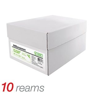 Office Depot® Brand EnviroCopy® Copier Paper, Letter Size (8 1/2" x 11"), 5000 Total Sheets, 20 Lb, 30% Recycled, FSC® Certified, White, 500 Sheets Per Ream, Case Of 10 Reams