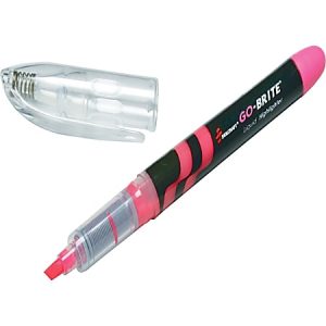 SKILCRAFT go-brite Liquid Highlighters, Box Of 6, Clear Barrel, Pink Ink