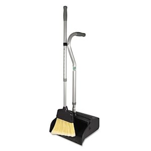 Unger Telescopic Ergo Metal Dust Pan With Broom, 45" x 12", Gray/Silver
