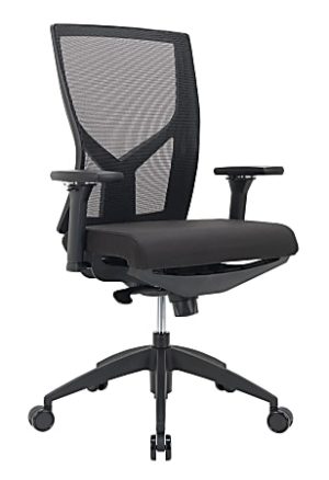 WorkPro Oceanic Mesh/Fabric Ergonomic High-Back Executive Chair, Black, BIFMA Compliant