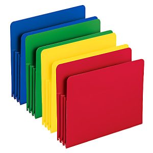 Smead Poly Expanding File Pockets, 3 1/2" Expansion, Assorted Colors (No Color Choice), Pack Of 4