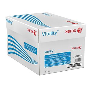 Xerox Vitality Multi-Use Printer & Copier Paper, Letter Size (8 1/2" x 11"), 5000 Total Sheets, 92 (U.S.) Brightness, 20 Lb, FSC Certified, White, 500 Sheets Per Ream, Case Of 10 Reams
