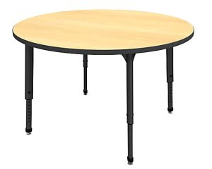 Marco Group Apex Series Round Adjustable Tables, 30"H x 48"W x 48"D, Maple/Black